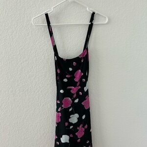 & Other Stories Black and Pink Floral Mini Dress